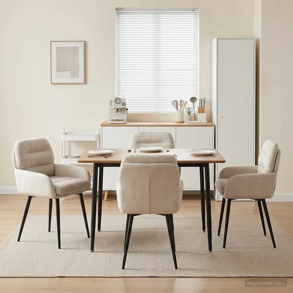 Sedie da pranzo 4 pz Velluto Crema 59 x 59,5 x 90 cm 3428243