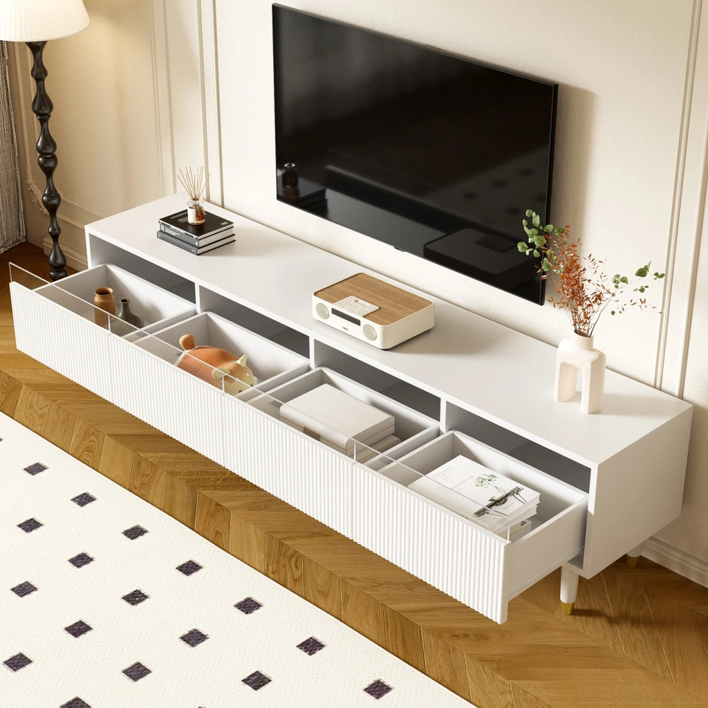 Mobile TV bianco 178 cm con 4 cassetti in MDF e acrilico