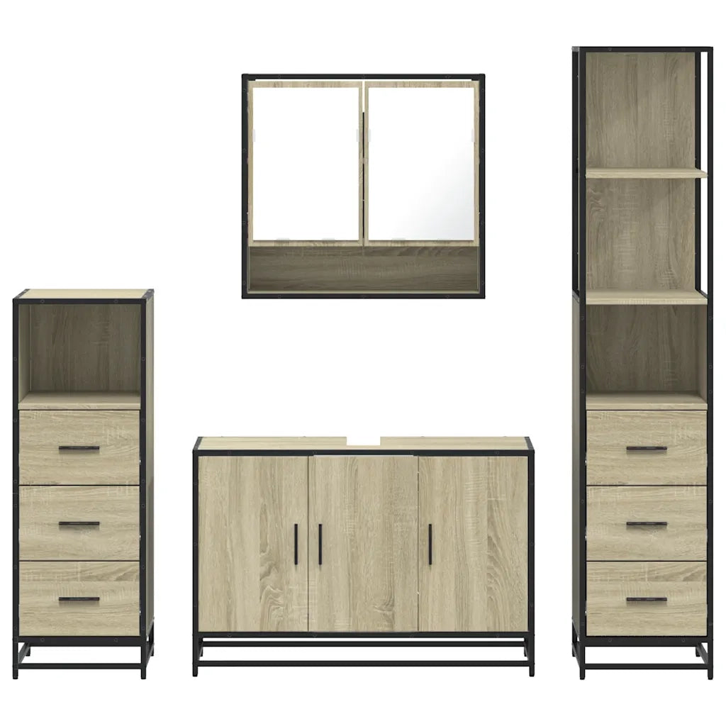 Set Mobili da Bagno 4 pz Rovere Sonoma in Legno Multistrato 3301281