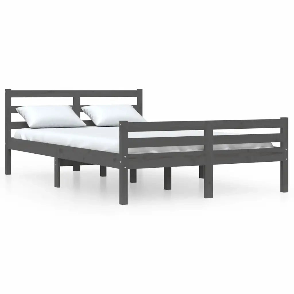 Giroletto-Struttura Letto Grigio in Legno Massello 140x200 cm 898579
