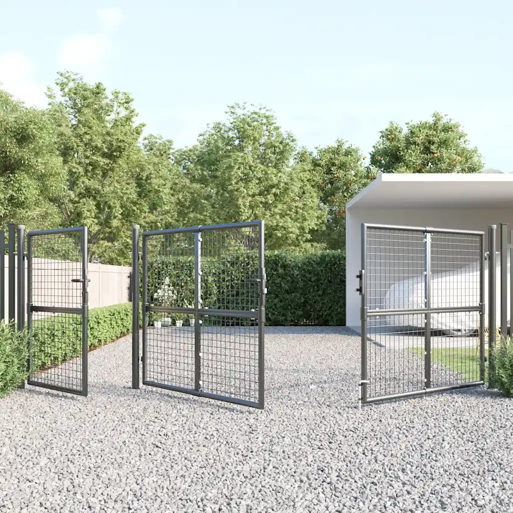 Cancello da Giardino in Rete Antracite 400x125 cm in Acciaio Zincato 154546
