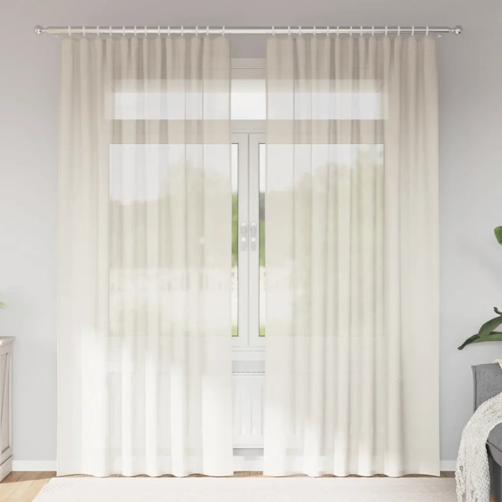 Tende in Voile con Tasche per Aste 2 pz Crema 4102178