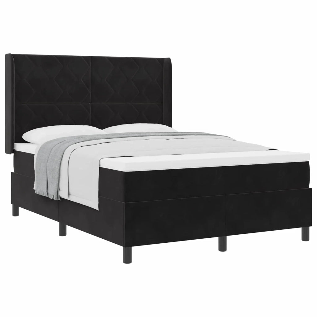 Letto a molle con materasso Nero 160 x 200 cm Velluto 3342070