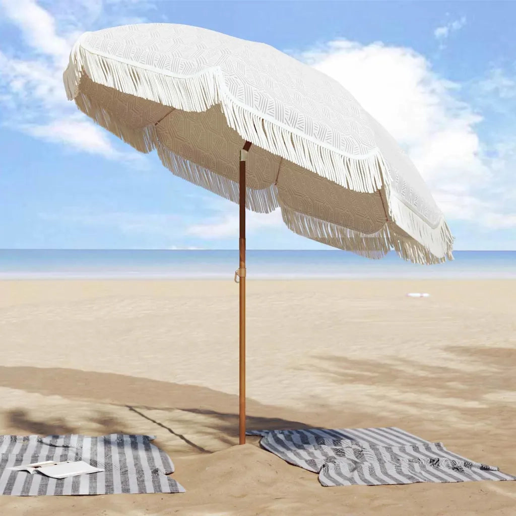 Ombrellone da Spiaggia Grigio e Bianco 205 x 205 x 210 cm 42006682