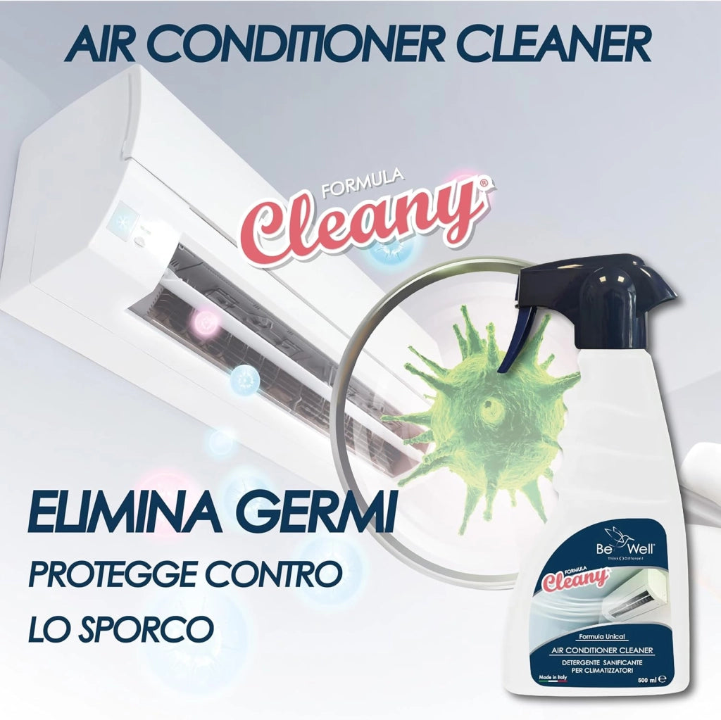 CLEANY Air Conditioner Detergente Antiodore Igienizzante Climatizzatori per Filtri e Componenti, Spray Condizionatori Igienizzante Azione Immediata, Pulisce a Fondo, Elimina i Cattivi Odori