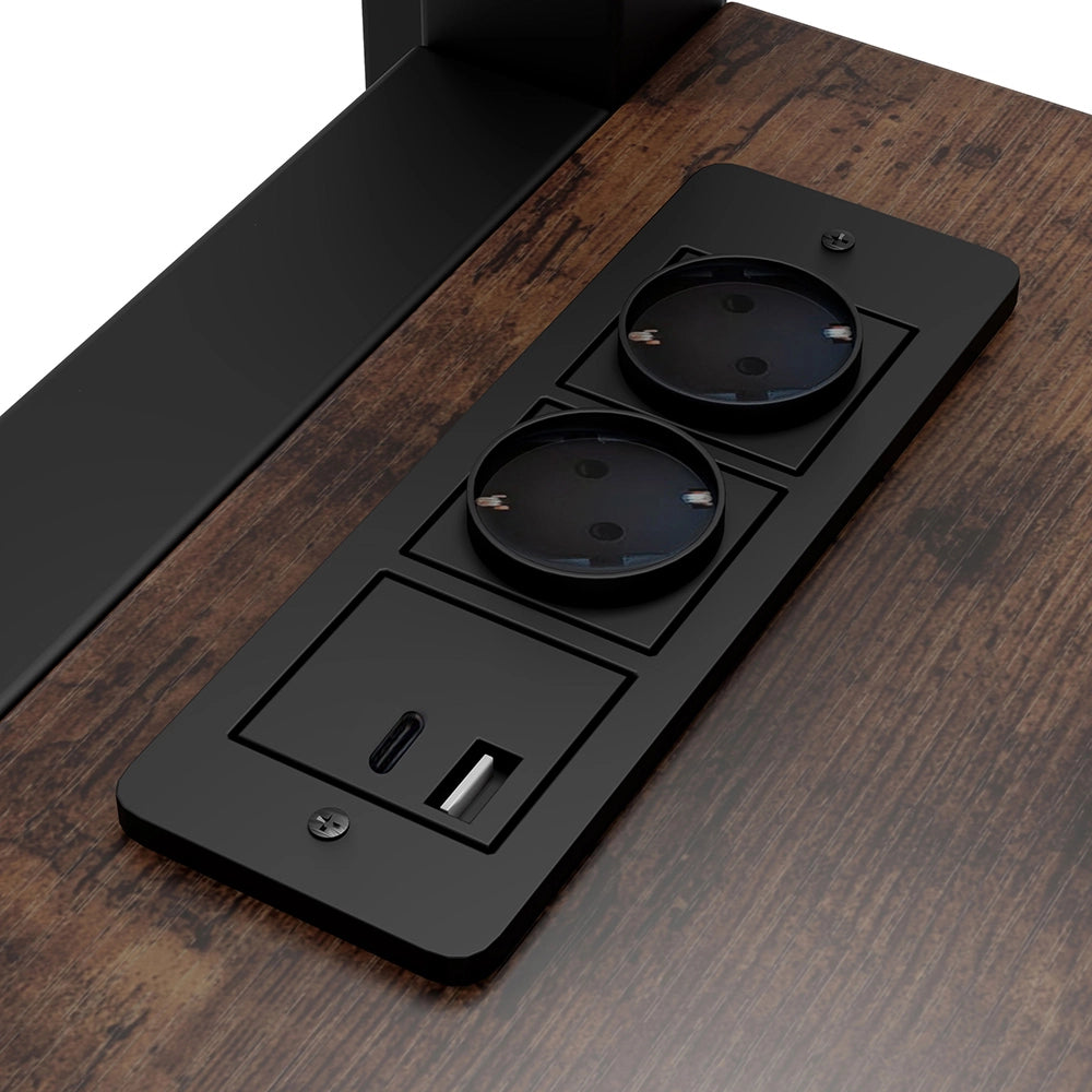 Letto mezzanino 140x200cm - Xylo - nero, scrivania USB-C, ripiani LED