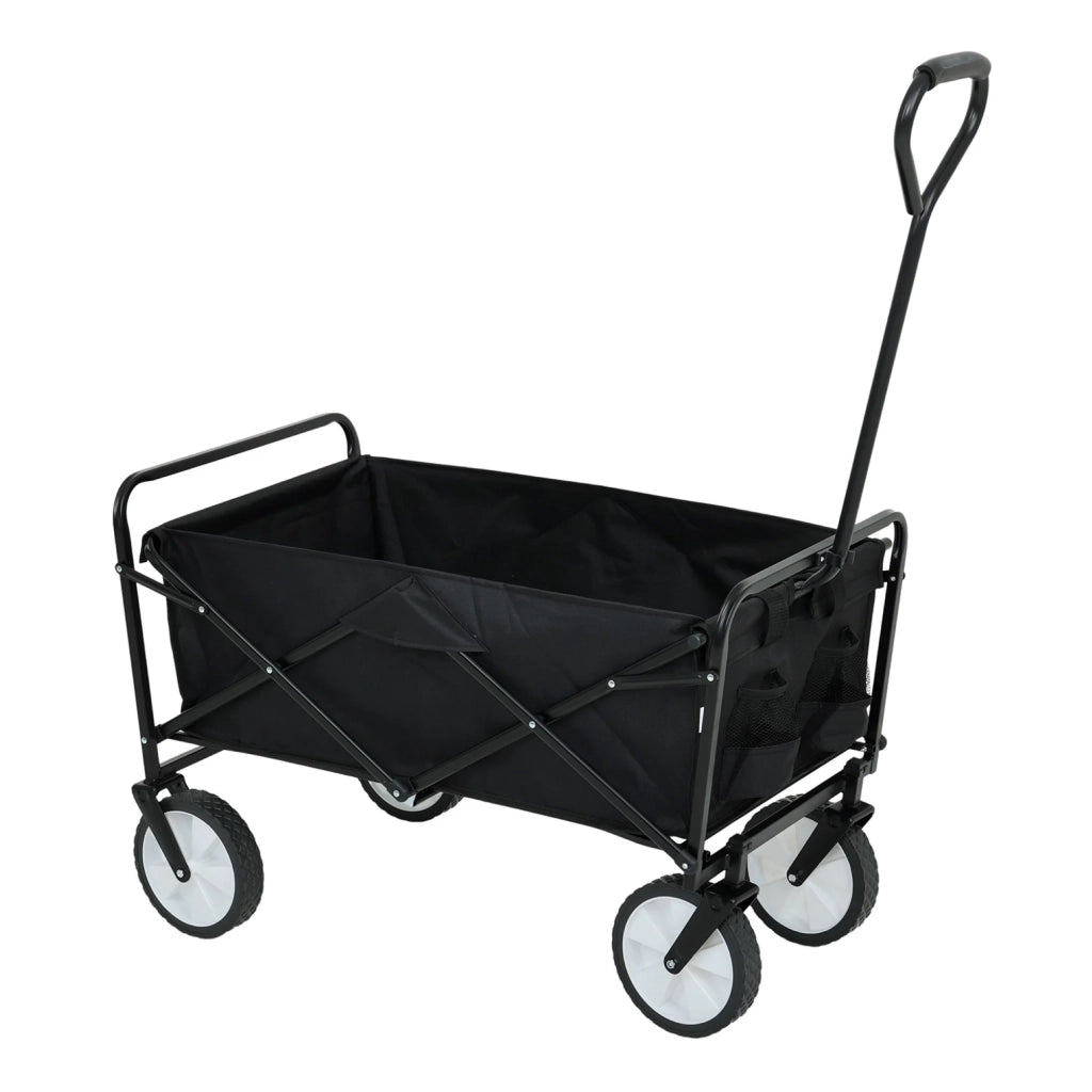 Carrello da Spiaggia Pieghevole TYRS con Ruote in Plastica, Portata Massima 120 kg, Colore Nero