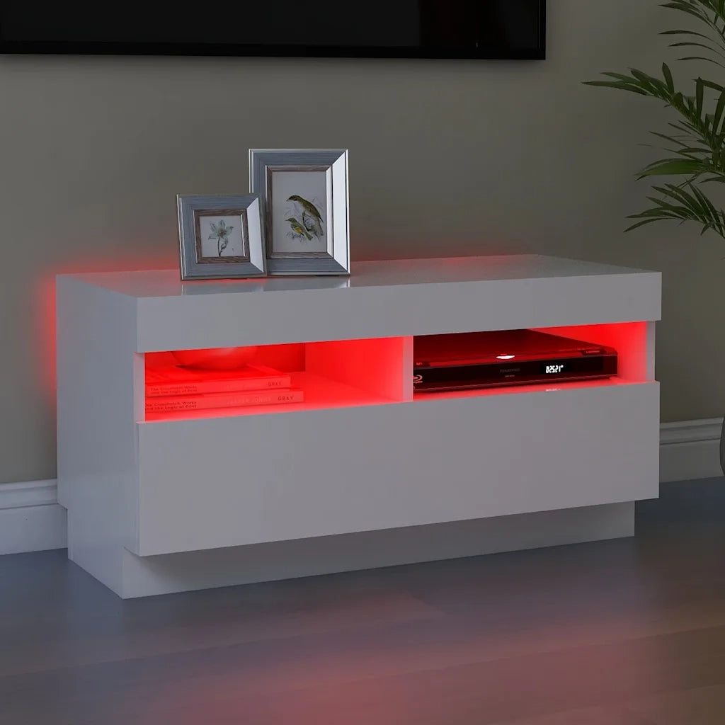 Mobile Porta TV con Luci LED Bianco 80x35x40 cm 804445