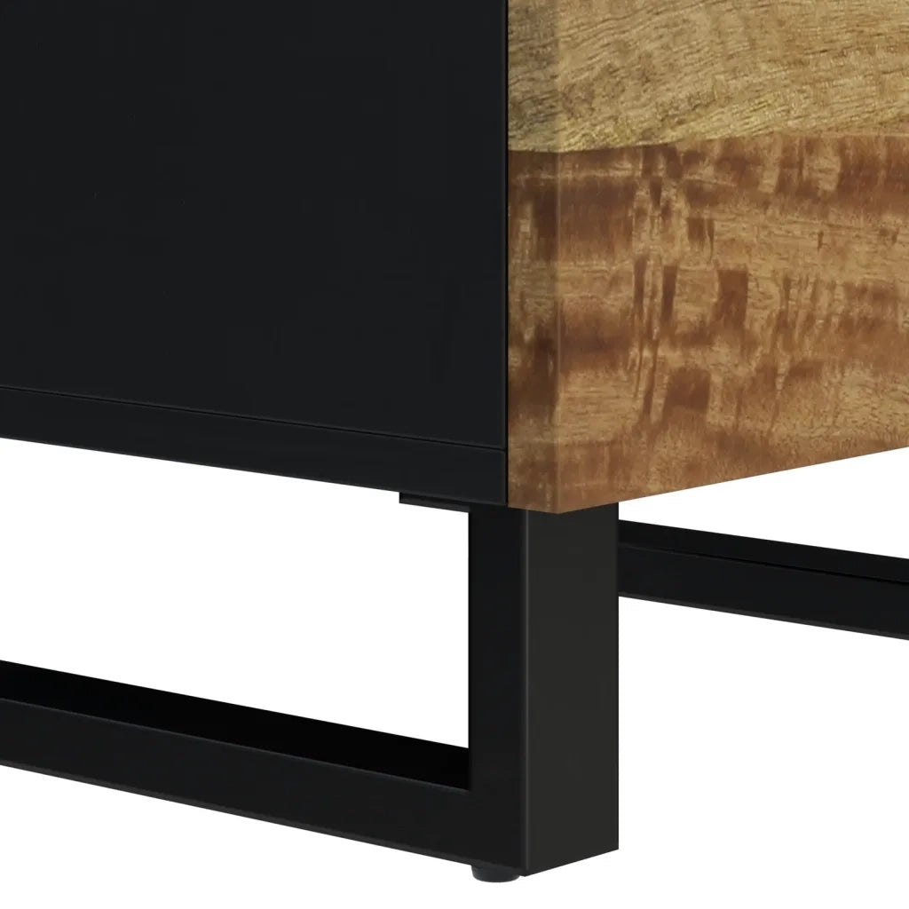 Credenza con 3 Ante 40x33x110 cm Legno Massello Mango e Ferro 352932