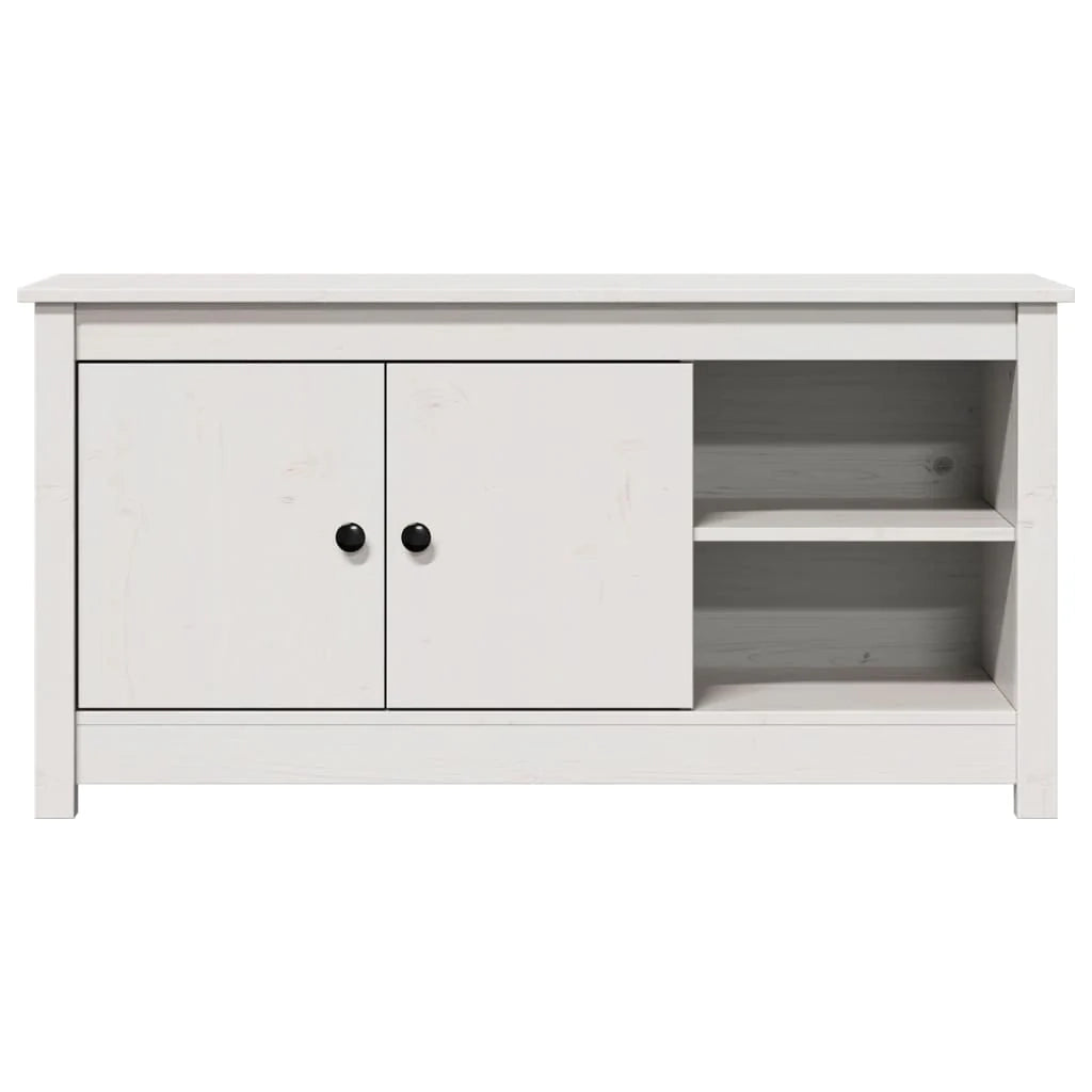 Mobile TV multimediale scaffale TV credenza mobile TV sala da pranzo soggiorno camera da letto 103 x 36,5 x 52 cm legno di pino massiccio bianco 02_0025630