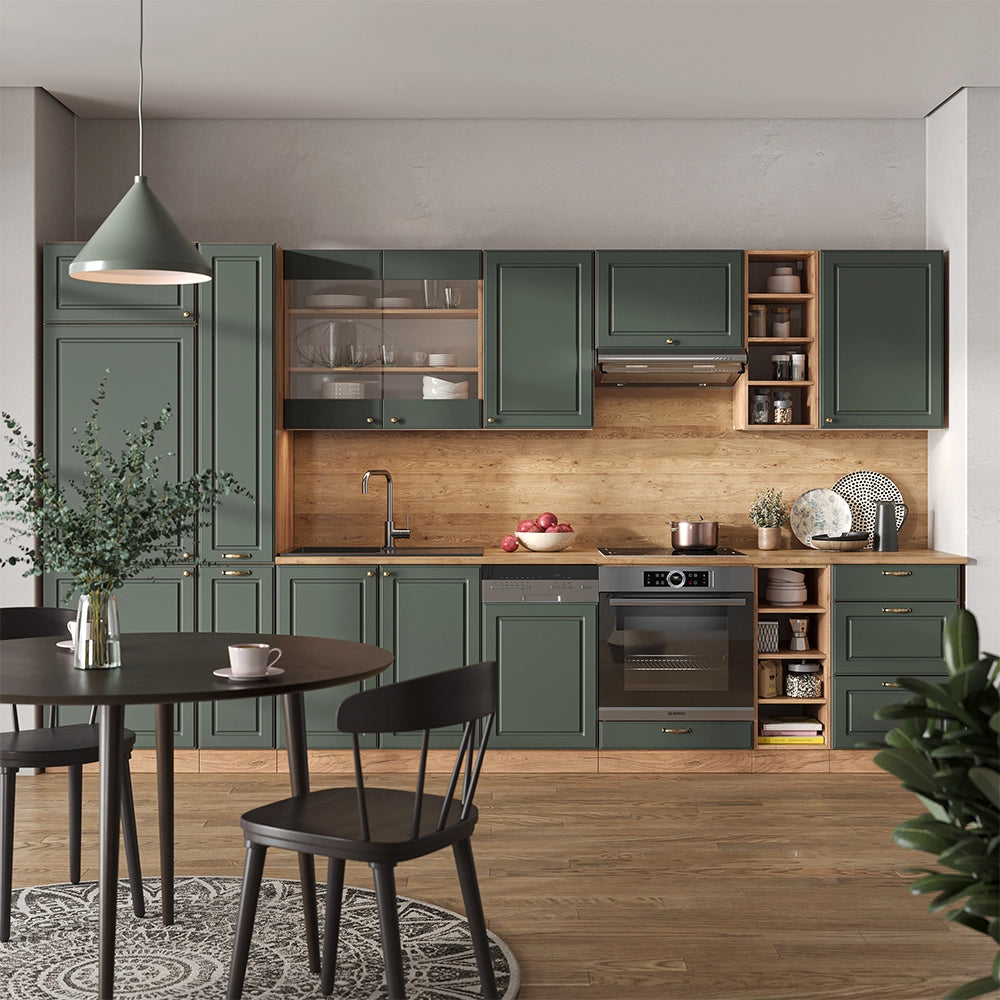 Vicco Cucina componibile Quercia verde-oro Country/oro Power 355 cm senza piano di lavoro