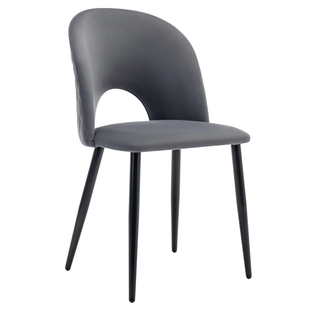 Sedia imbottita 47x44x84 cm con schienale; velluto e piedini regolabili grigio