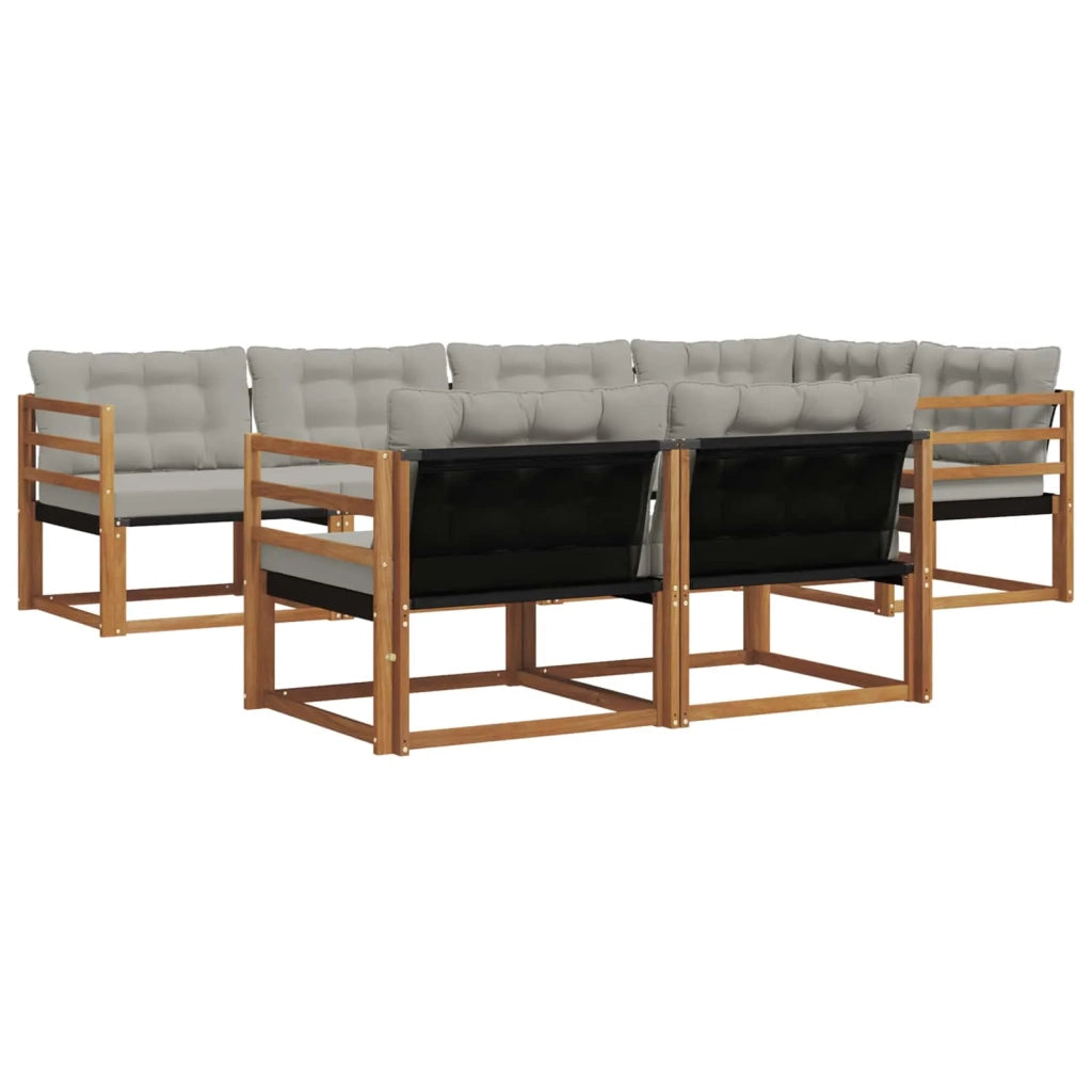 Set di divani da esterno 7 pcs Grigio Naturale e Chiaro