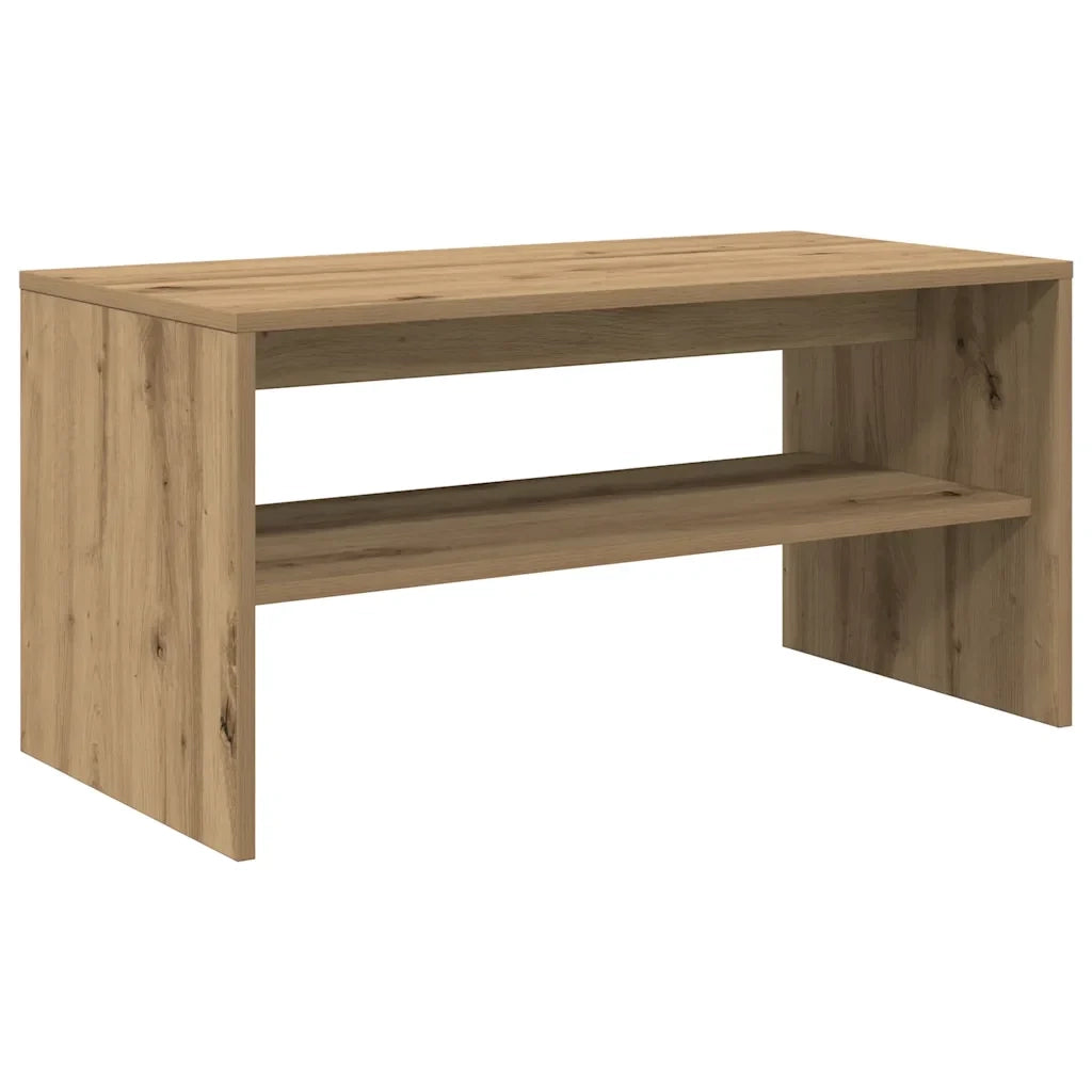 Mobile porta TV in rovere lavorato a mano 80 x 40 x 40 cm a doppio ripiano con vano contenitore stile moderno legno di rovere composito 02_0051236