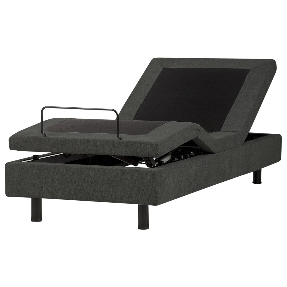 Letto elettrico singolo tessuto grigio scuro regolabile con telecomando senza testiera 90x200 cm stile moderno