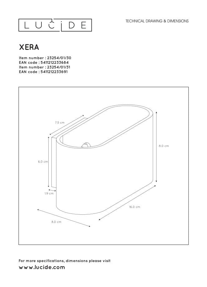 Applique Lucide Xera G9 42W nero ottone 23254/01/30