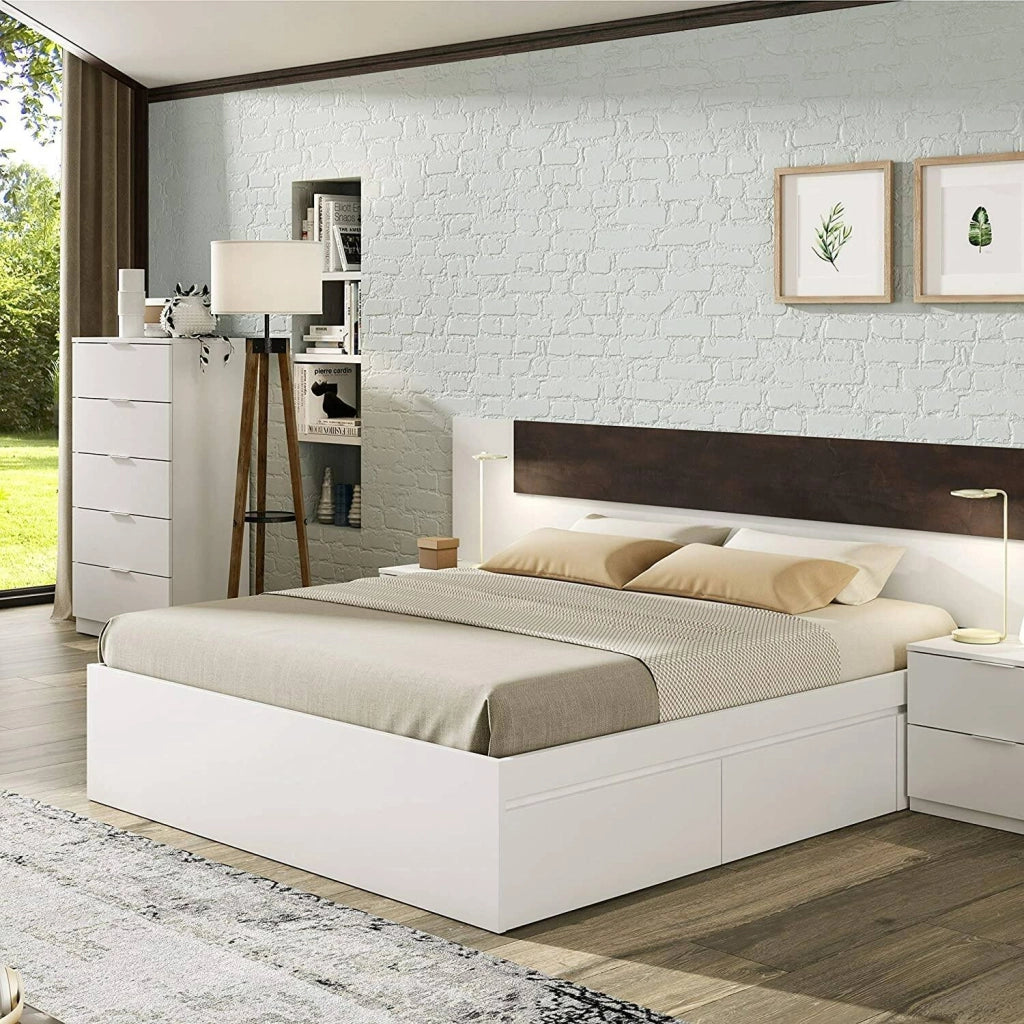 Cassettiera Armenia, Settimanale a 5 cassetti, Mobile ComÒ² per camera da letto, Settimanale moderno, cm 60x40h110, Bianco