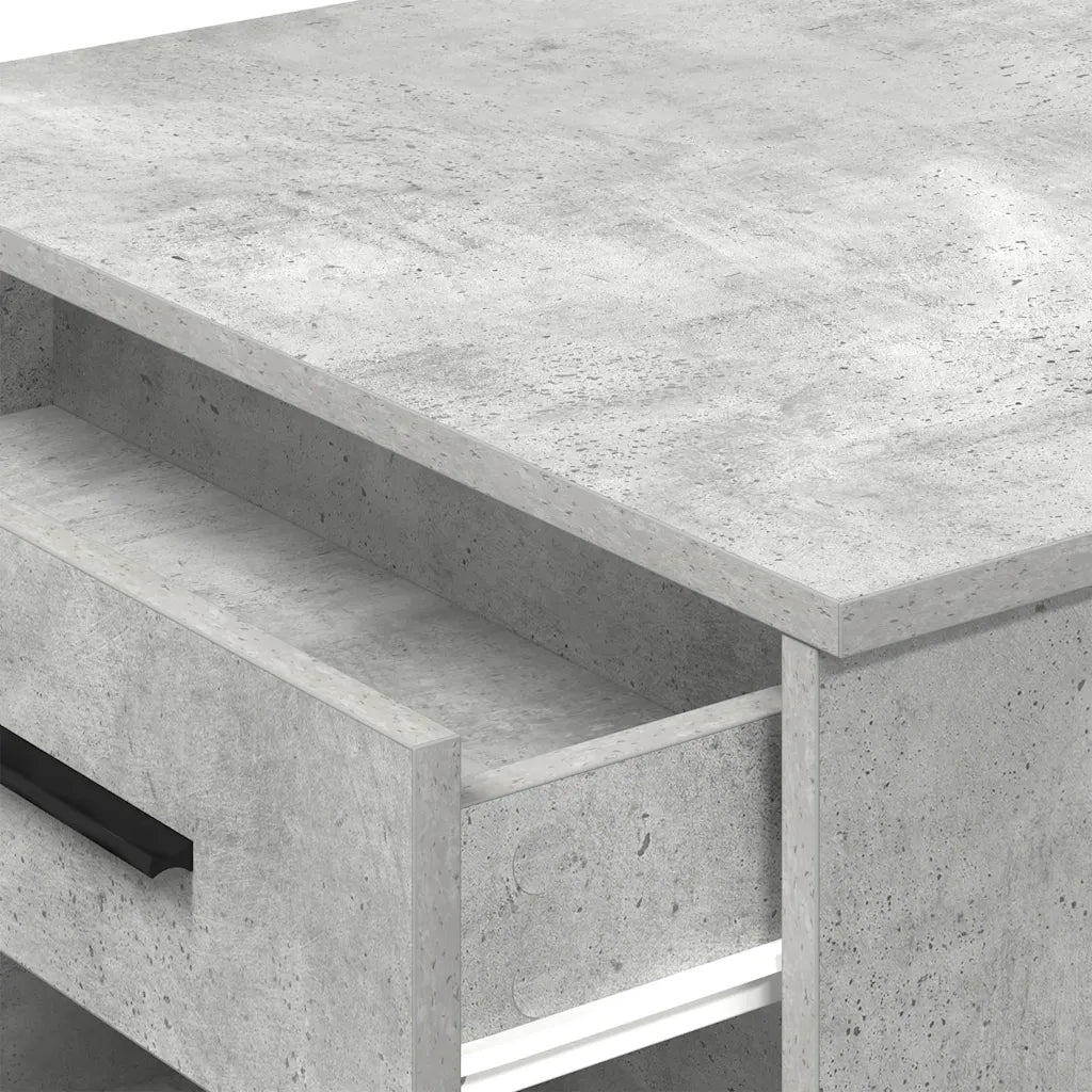 Scrivania con Cassetto Ripiano Grigio Cemento Legno Multistrato