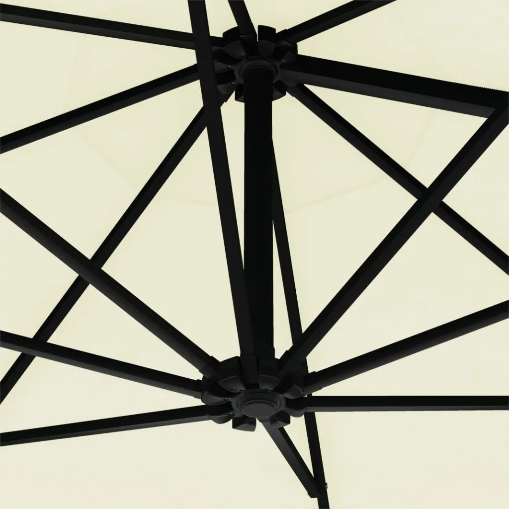 Ombrellone a Muro con LED e Palo in Metallo 300 cm Sabbia cod mxl 64061