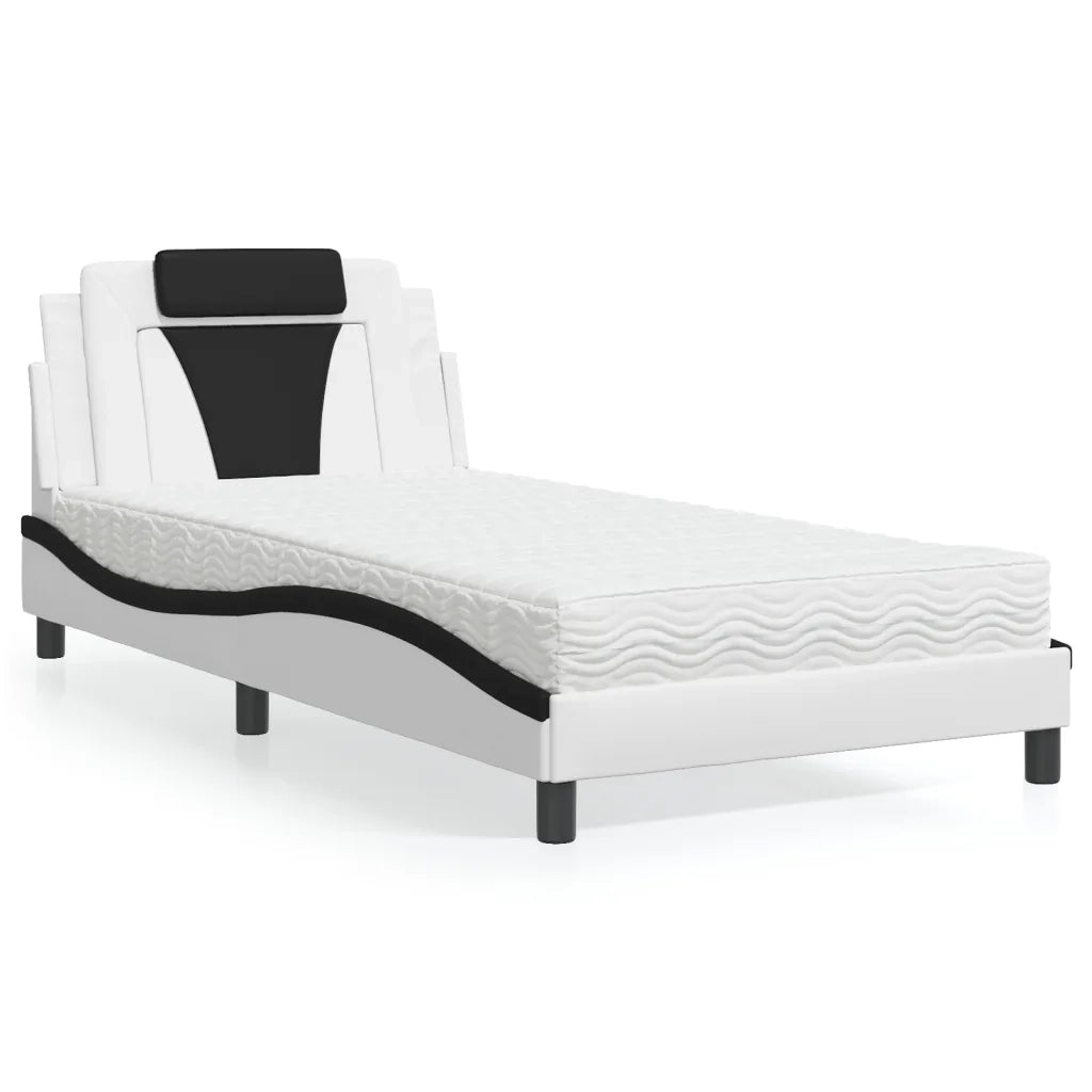 Letto Viana con Materasso Bianco e Nero 100x200 cm in Similpelle