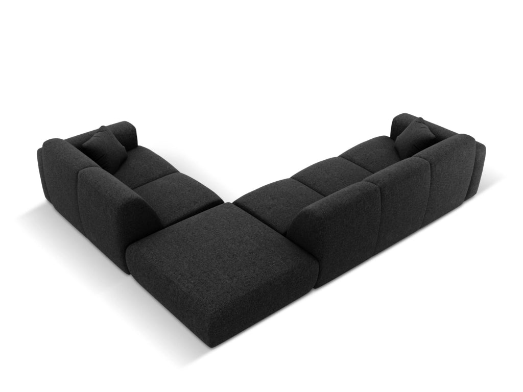 Cosmopolitan Design - Divano angolare destro "Nolio" 4 posti in ciniglia nero 