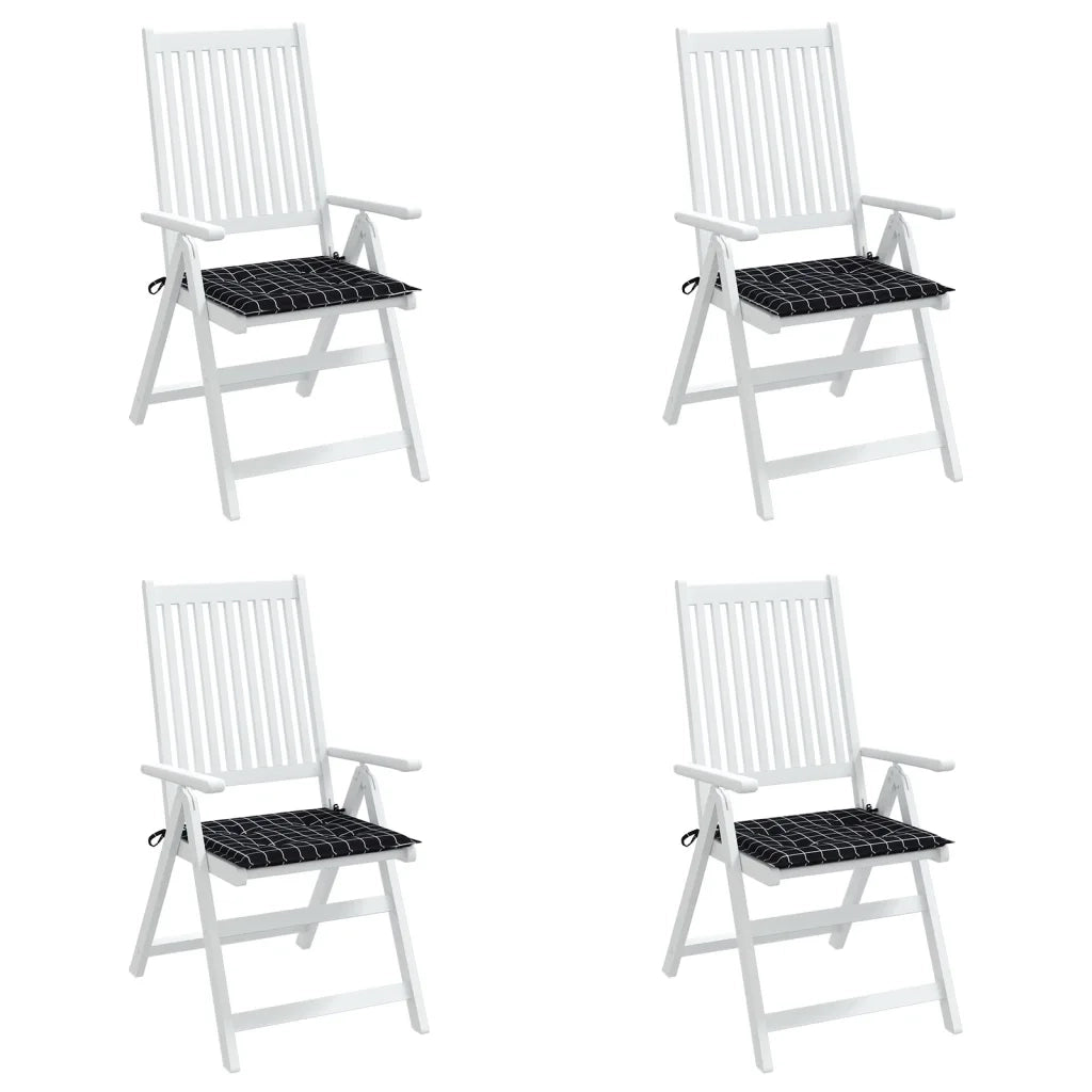 Cuscini per Sedia 4 pz Motivo a Quadri Nero 50x50x3cm Tessuto 361081