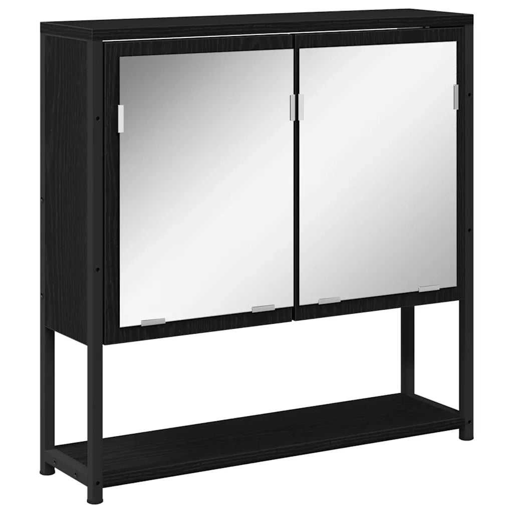 Set di mobili per il bagno 3 pcs Rovere Nero Legno multistrato 3334372