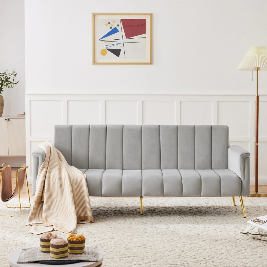 Divano Letto Pieghevole ¨C MINIMAL ¨C Velluto, con Funzione Letto, Grigio