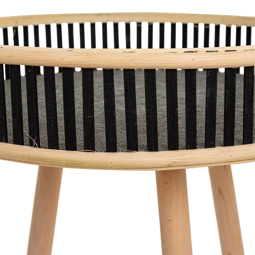 Set di 3 tavolini angolari in bambù nero e legno