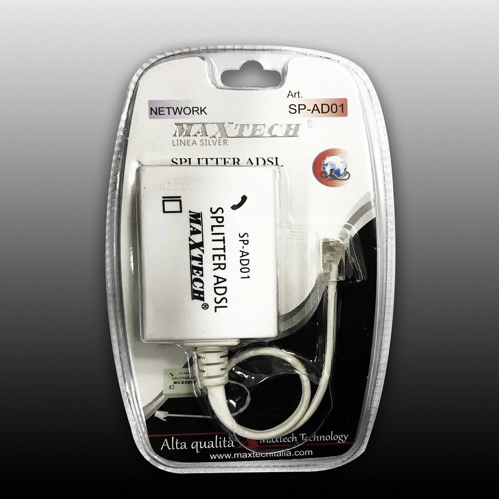 Trade Shop - Filtro Adsl Splitter Telefonico Plug Rj11 Ingressi Femmina Sdoppiatore Maxtech Sp-ad01 -