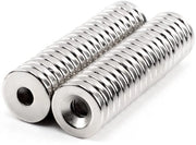 40 magneti neodymium extra forti, 15 x 3 mm magneti con foro e viti a testa ronda M4, magneti rotondi con foro per fissaggio per pannelli magnetici per cucina, pannelli magnetici per armadi cucina.