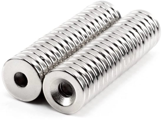 40 magneti neodymium extra forti, 15 x 3 mm magneti con foro e viti a testa ronda M4, magneti rotondi con foro per fissaggio per pannelli magnetici per cucina, pannelli magnetici per armadi cucina.