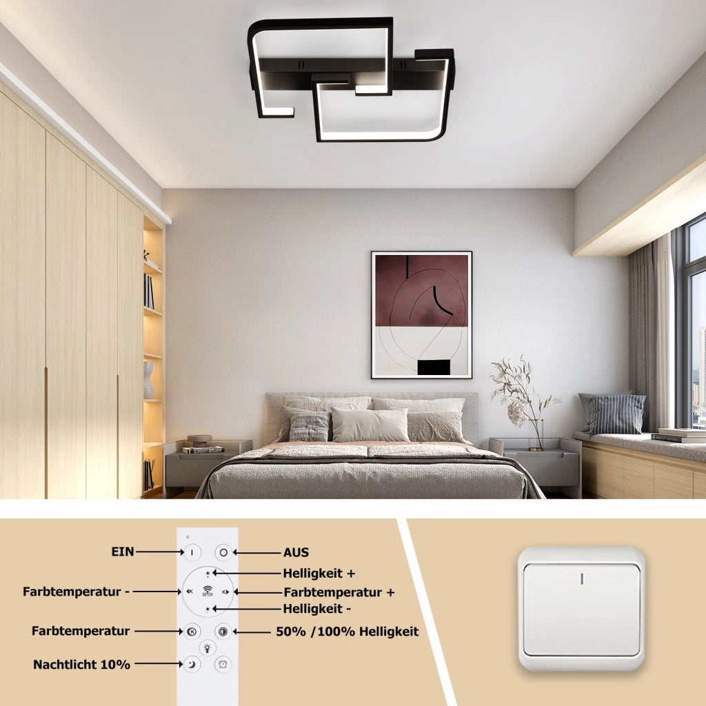 ZMH Lampada da soffitto LED moderna 46W dimmerabile telecomando per soggiorno