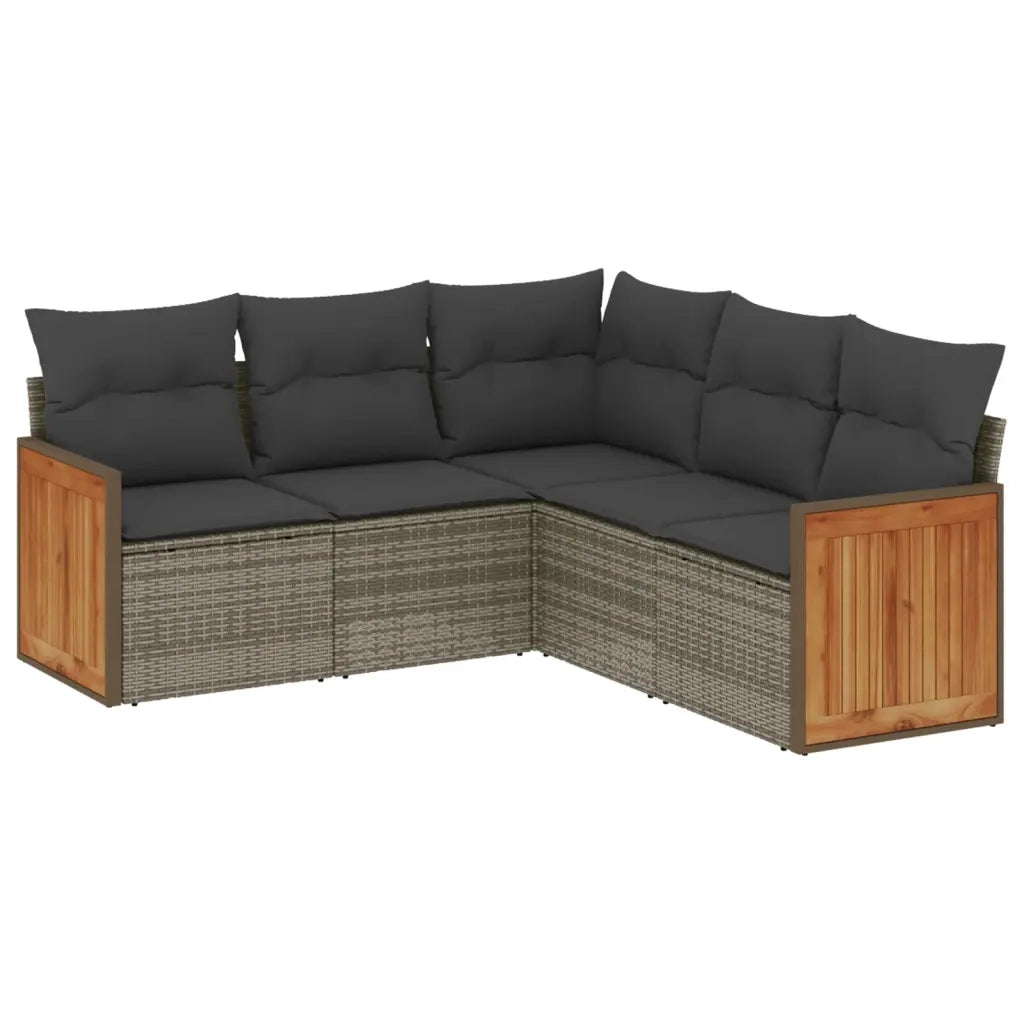 Set Divano da Giardino 5 pz con Cuscini Grigio in Polyrattan 3227642