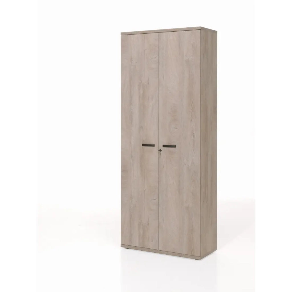 Armadio da ufficio YUKON – Mobile con 2 porte e scaffali – Rovere grezzo – L90 x H222 x P40 cm
