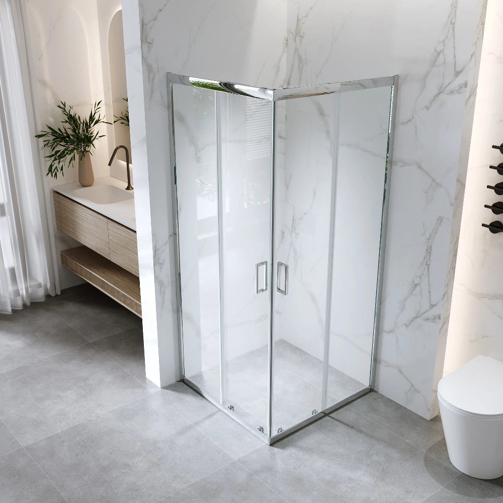 Cabina Doccia Angolare Scorrevole 80x80 Cm H 185 cm vetro Trasparente 6 mm | Kiro