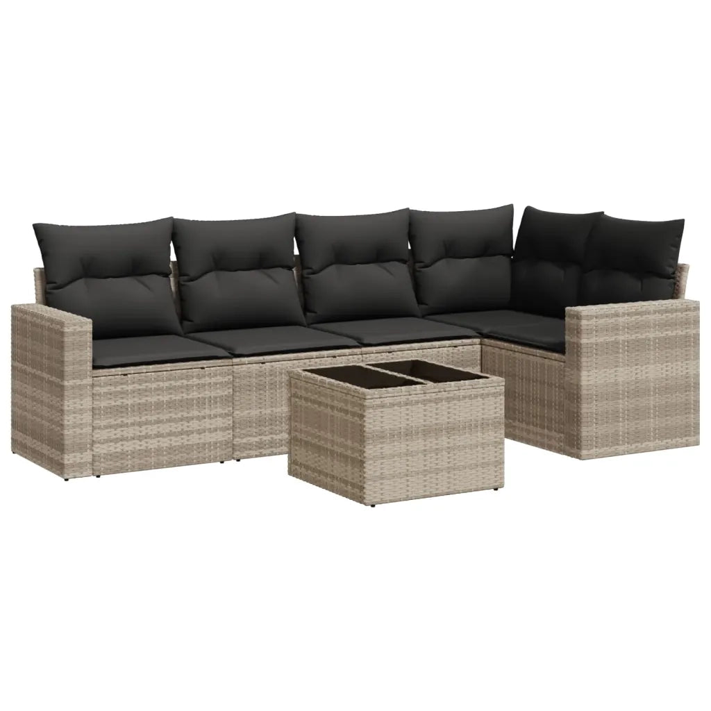 Set Divano da Giardino 6pz con Cuscini Grigio Chiaro Polyrattan 3251279