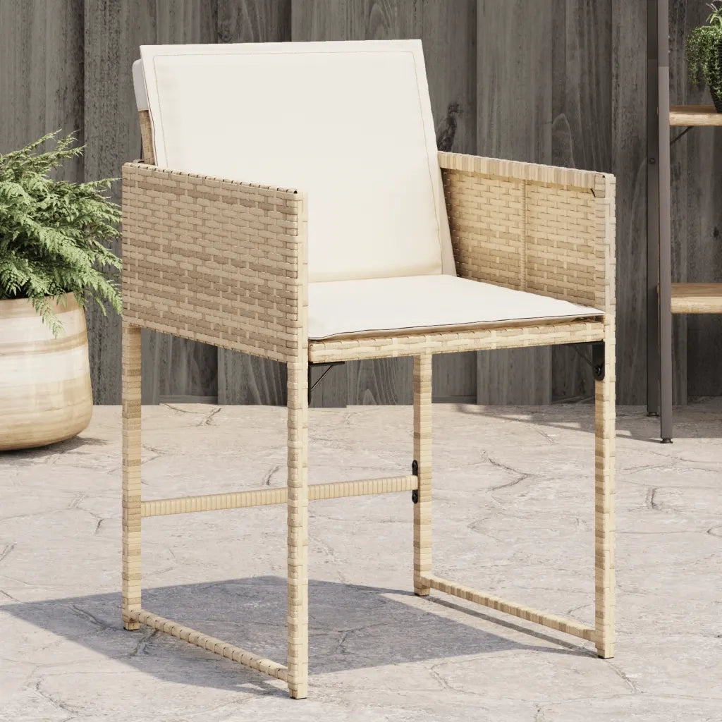 Sedie da Giardino con Cuscini 4 pz | Sedie da Esterno Beige in Polyrattan