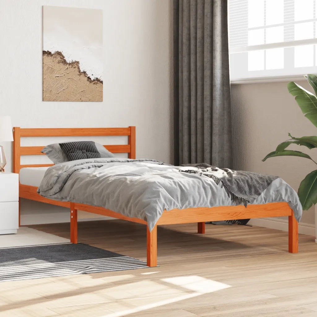 Letto senza Materasso-Struttura Letto Marrone Cera 90x190 cm in Legno di Pino 228417