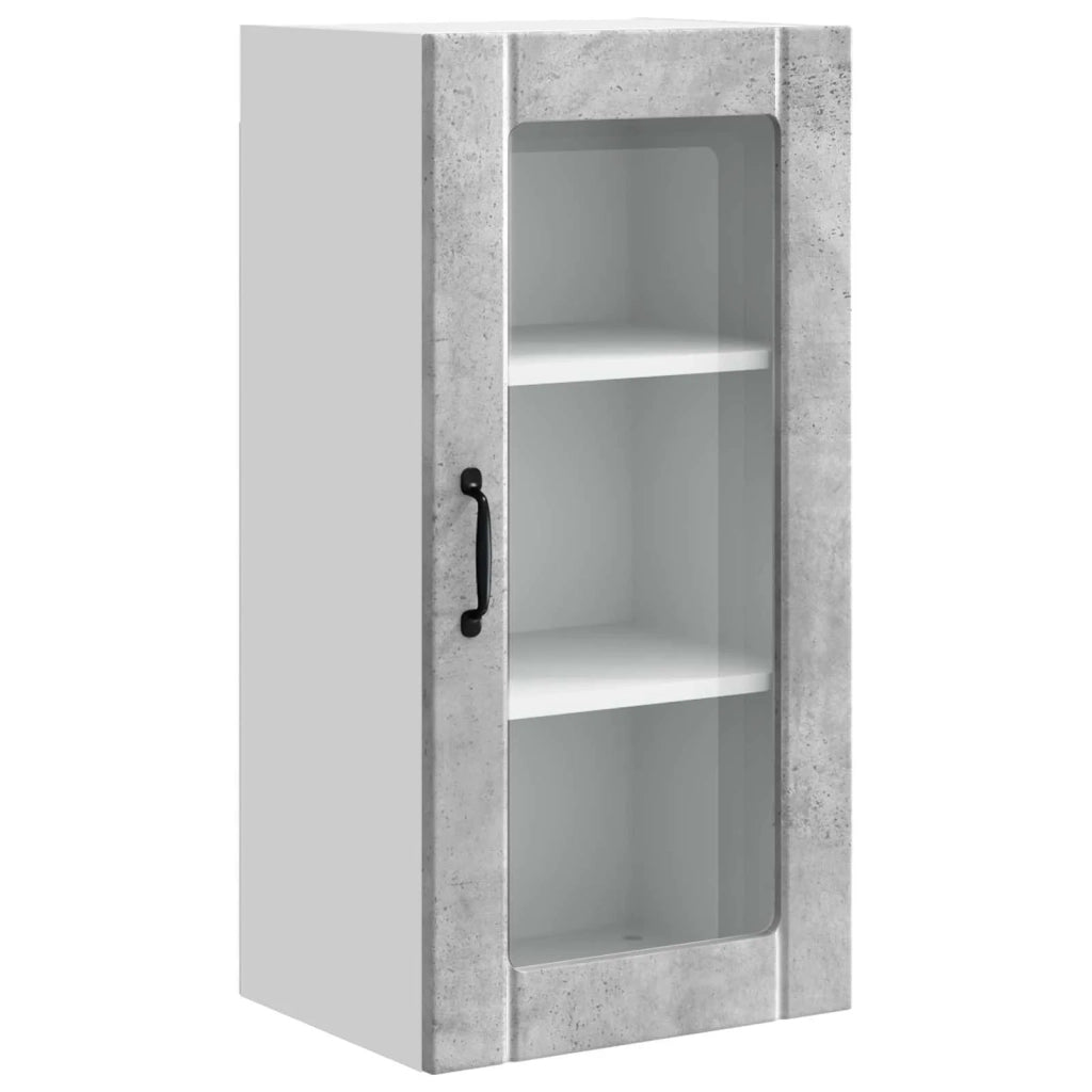 Mobile da cucina con porta 2 pz-Set di 2 Armadio da cucina Grigio cemento 40 x 31 x 80 cm