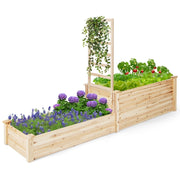 Fioriera rialzata con graticcio fondo aperto, Cassetta di legno a due livelli per verdure fiori erbe frutta Naturale