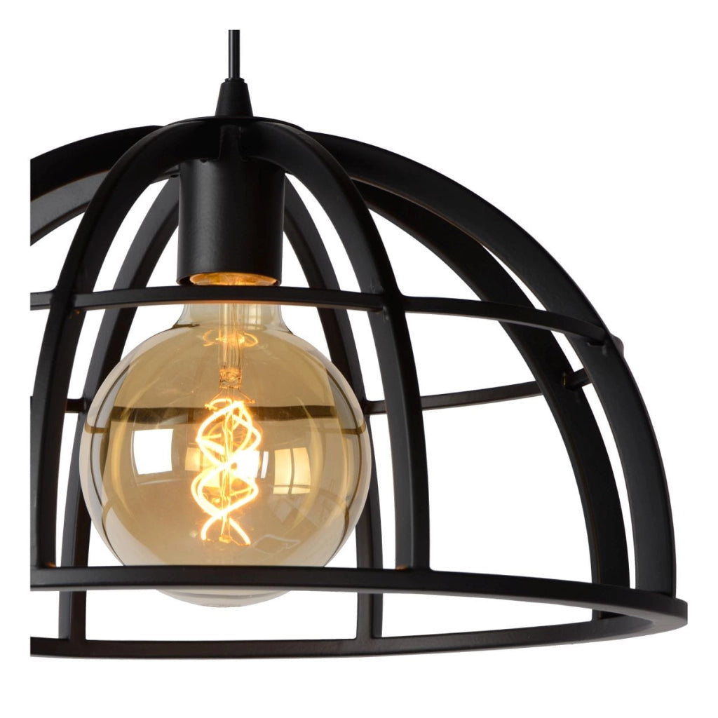 Lampadario Lucide Dikra nero metallo 3xE27 60W 150cm
