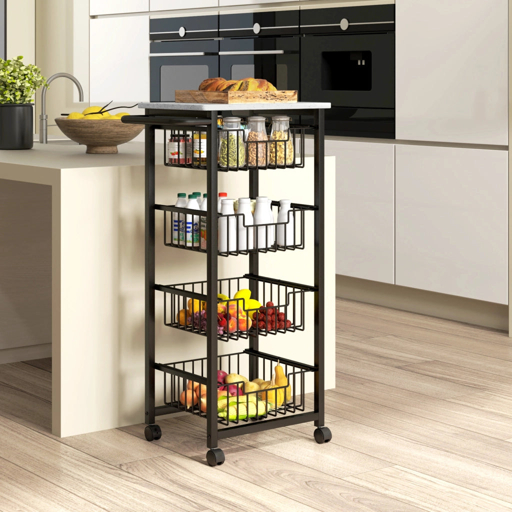 Carrello da cucina con 4 cestelli in acciaio ¨C zephmum ¨C grigio