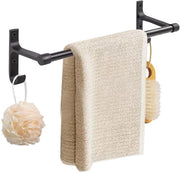 Sostegno per Asciugamano da Parete, 40 cm Sostegno per Asciugamano da Parete in Metallo con Due Ganci per Lato per Bagno, Cucina, Mobili