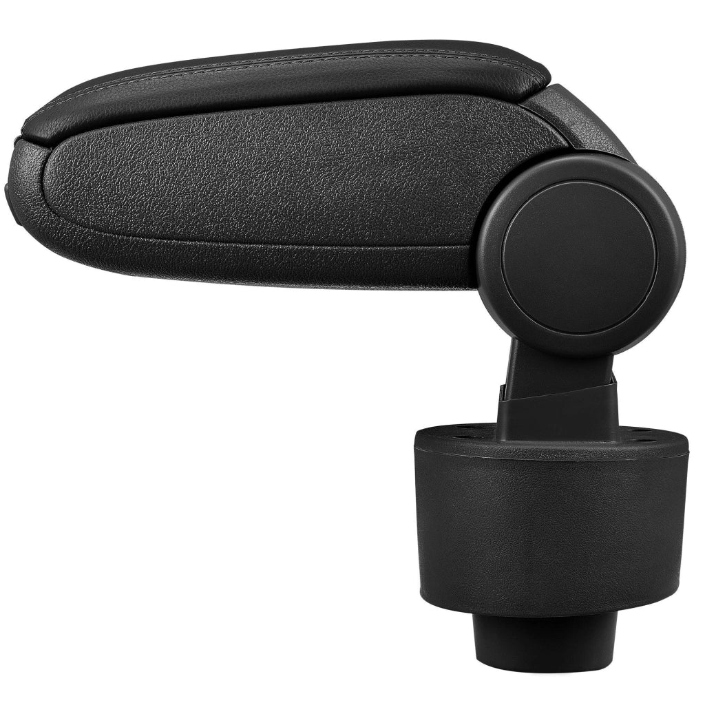 Bracciolo centrale per Seat Ibiza tipo 6J con scomparto imbottito in similpelle nera con cuciture nere 03_0000653