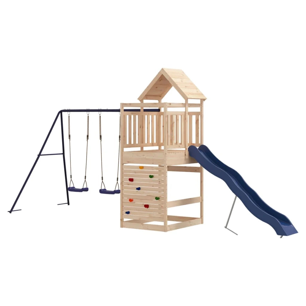 Area giochi all'aperto con altalene scivolo e robuste strutture per arrampicarsi  attrezzatura da gioco da giardino 525 x 199 x 249 cm legno di pino massiccio 02_0004663