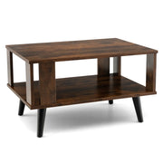 Tavolino rettangolare a 2 livelli 70 x 50 x 41 cm con vano portaoggetti aperto stile industriale legno marrone 20_0020559
