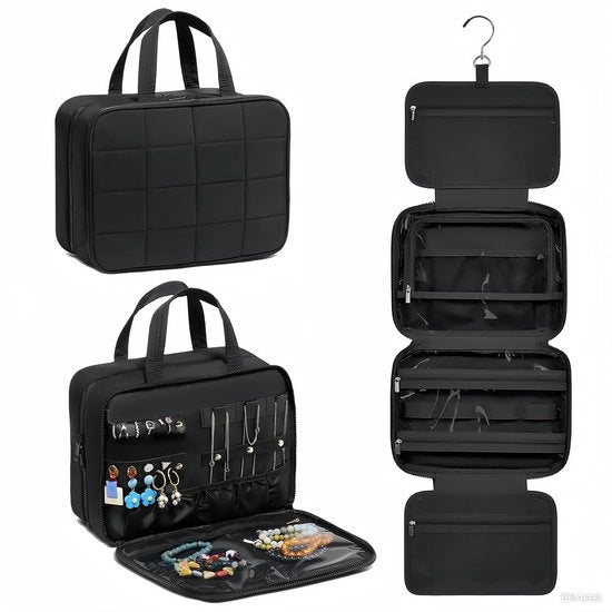 Tas da Bagno Sospesa per Donne con Borsa di Accessori, Grande Capacità, Design Puffy e Griffe 360° (Nero)