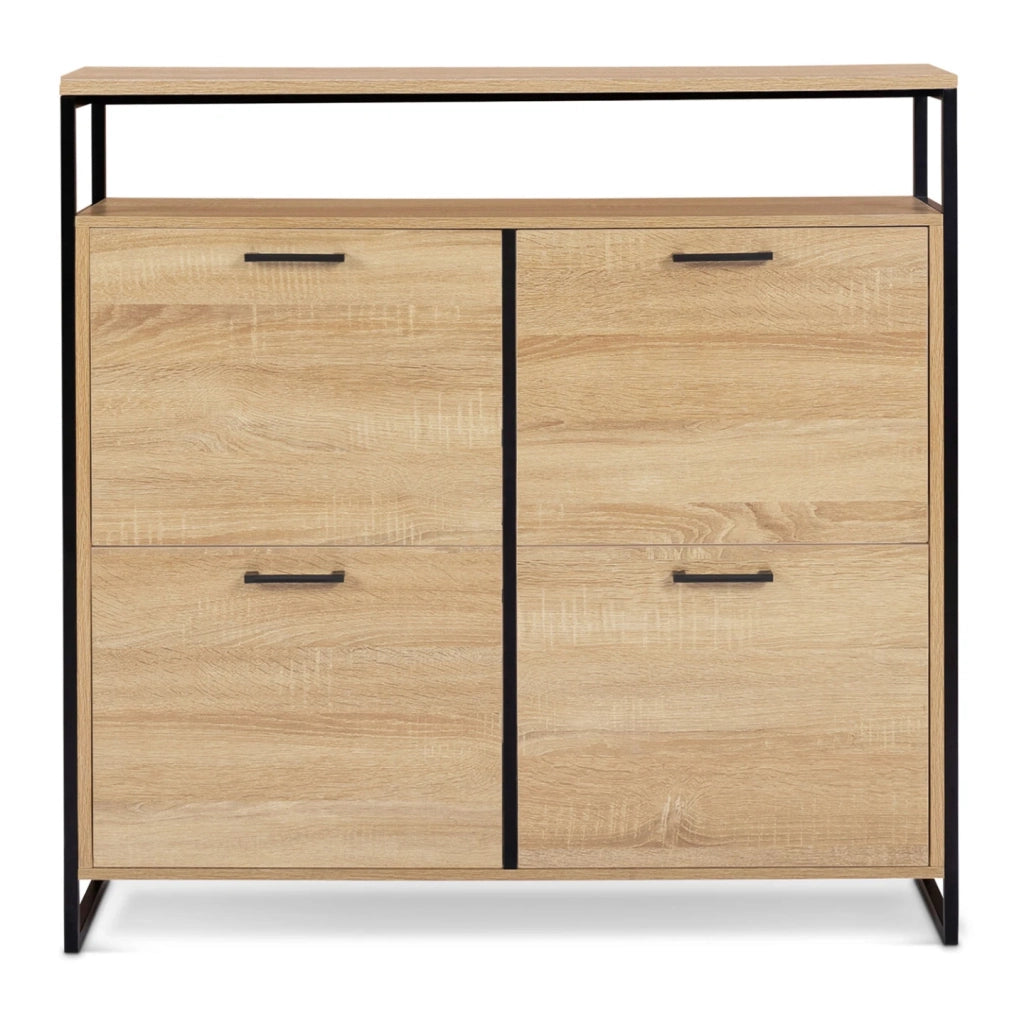 IDMarket - LUIS Scarpiera a 4 ante con ripiano superiore dal design industriale