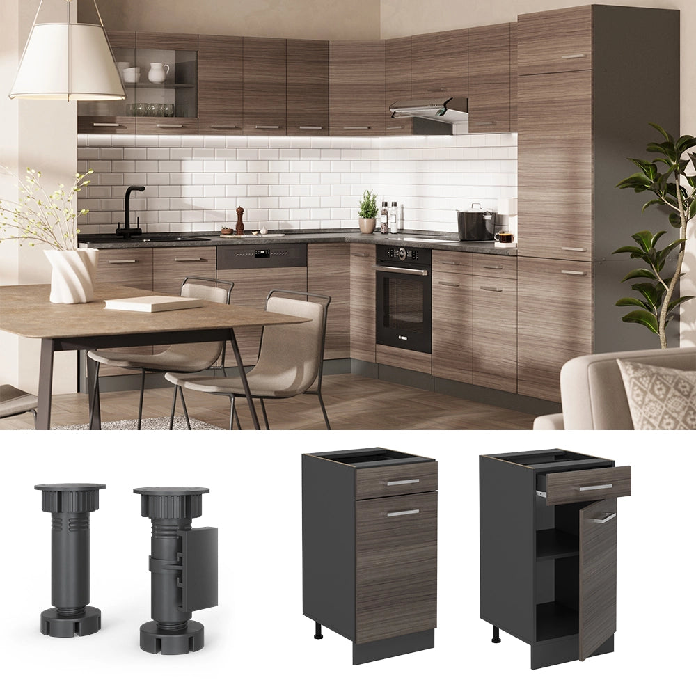 Vicco Mobiletto base per cucina Grigio nobile 40 cm senza piano di lavoro